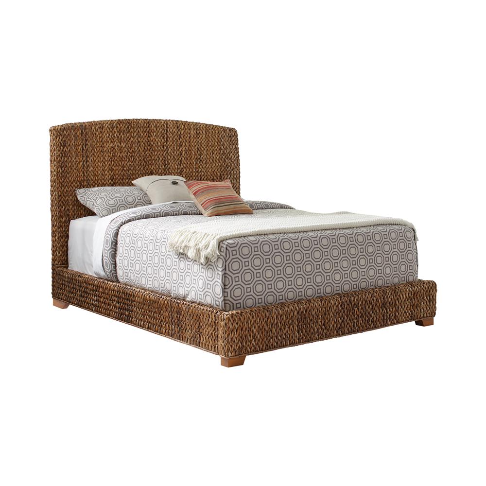 Laughton Hand-Woven Banana Leaf Queen Bed Amber Half Price Furniture