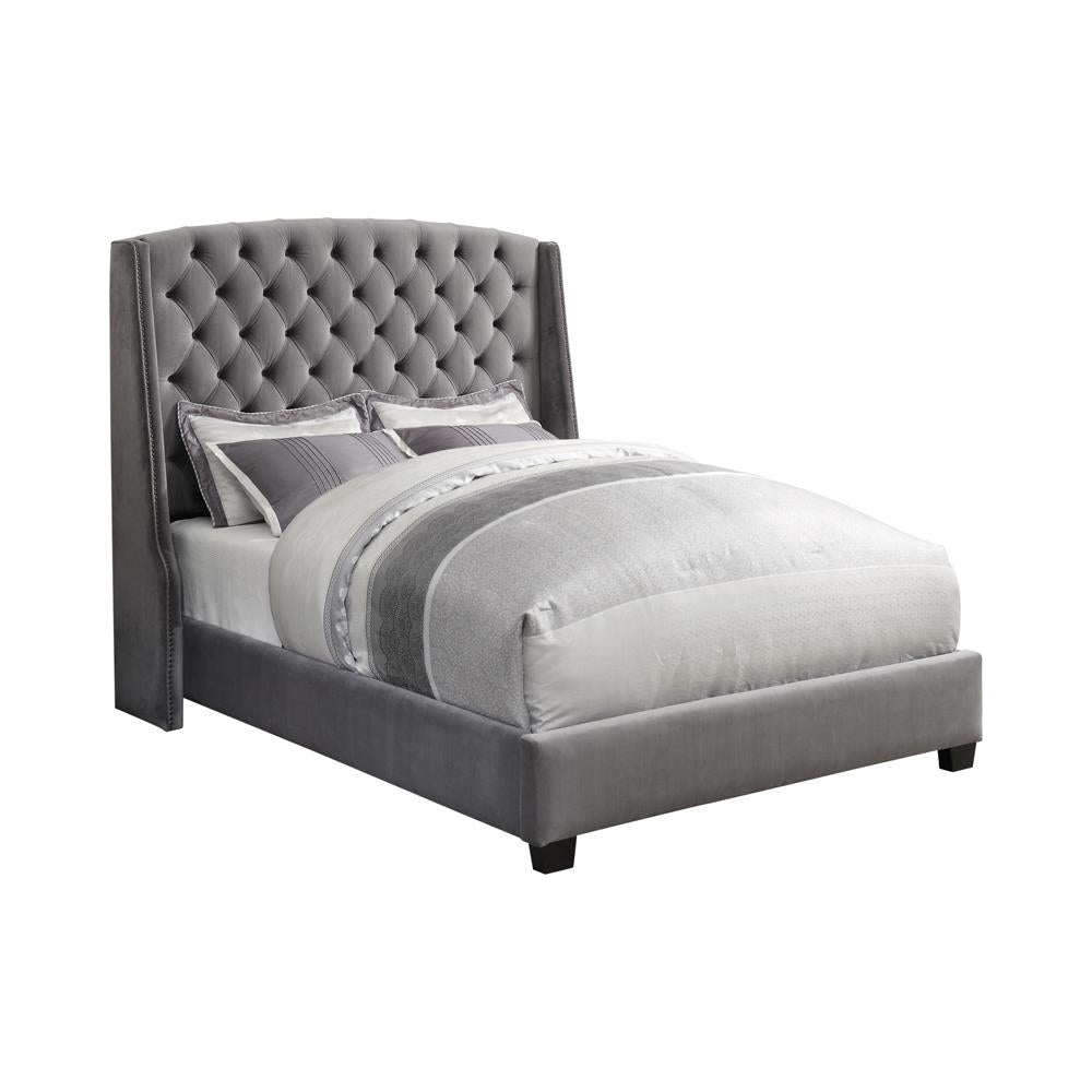 Pissarro California King Tufted Upholstered Bed Grey Half Price Furniture