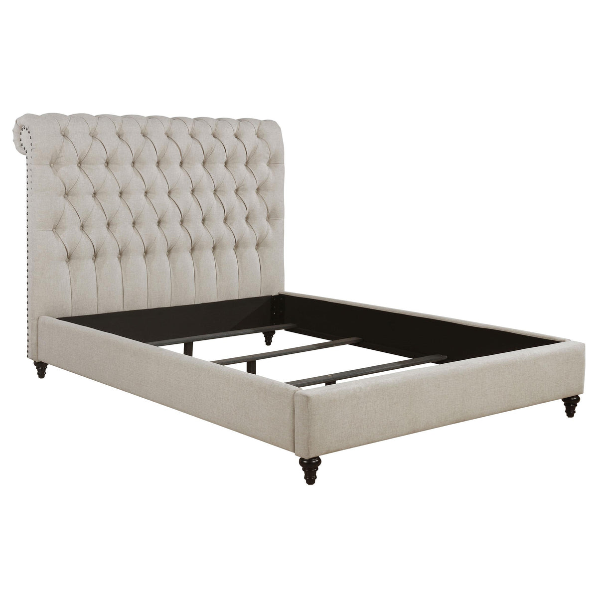 Devon ufted Upholstered Full Bed Beige Half Price Furniture