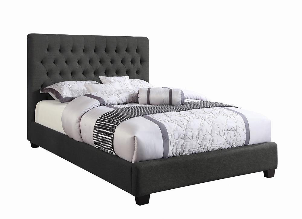 Chloe Tufted Upholstered Queen Bed Charcoal Half Price Furniture