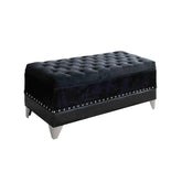 Barzini Tufted Rectangular Trunk with Nailhead Black Half Price Furniture