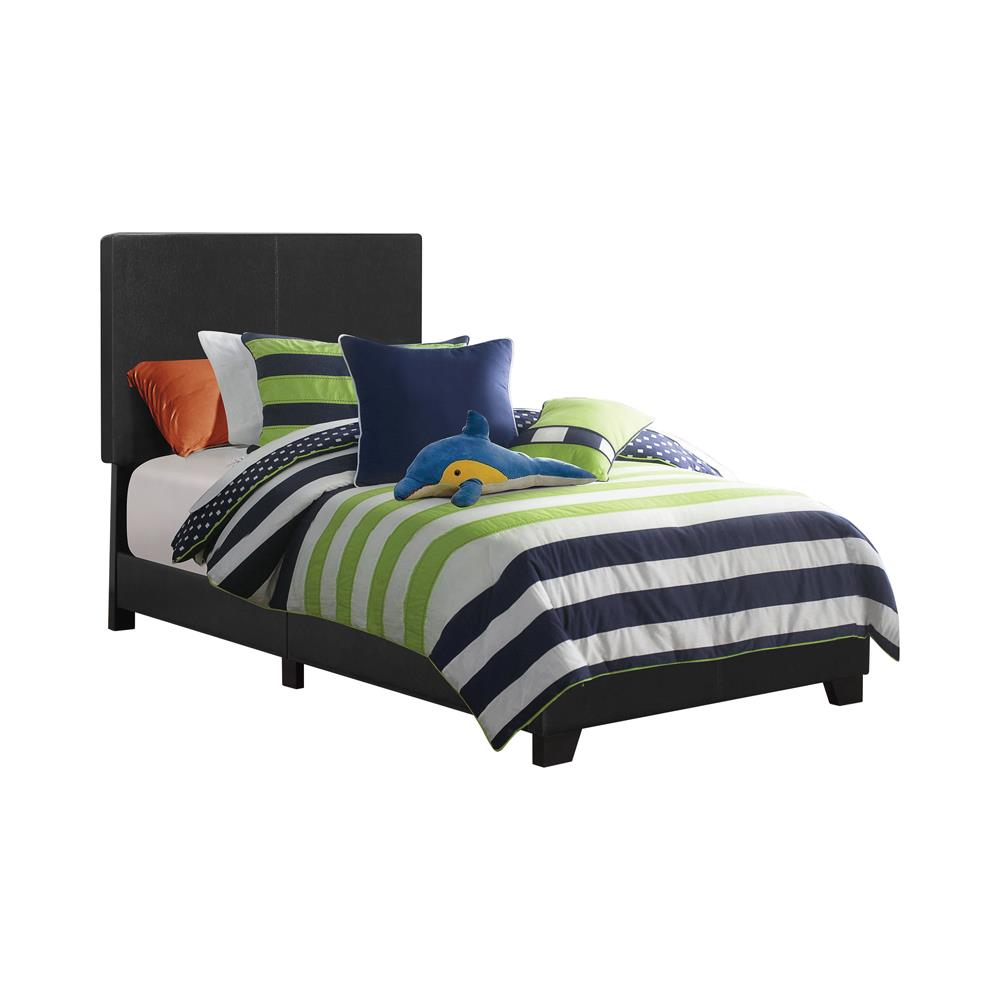 Dorian Upholstered Twin Bed Black Half Price Furniture