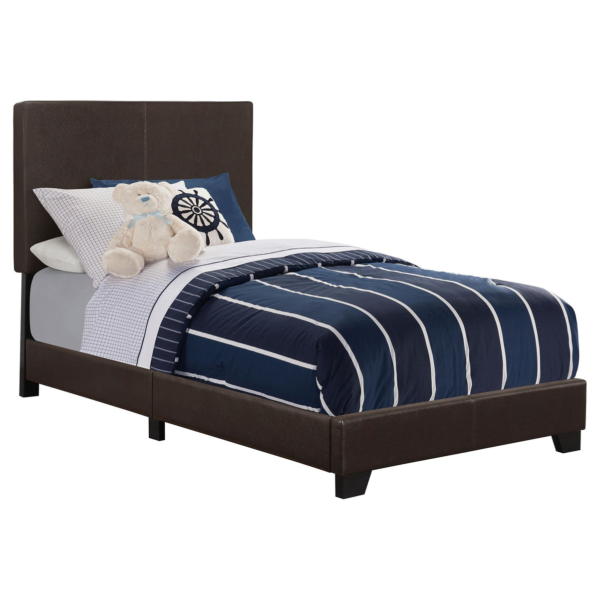Dorian Upholstered Twin Bed Brown  Las Vegas Furniture Stores
