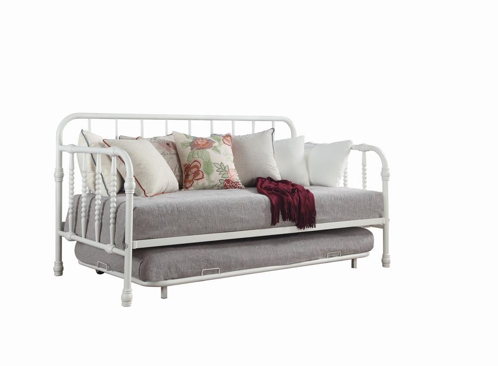 Marina Twin Metal Daybed with Trundle White Marina Twin Metal Daybed with Trundle White Half Price Furniture
