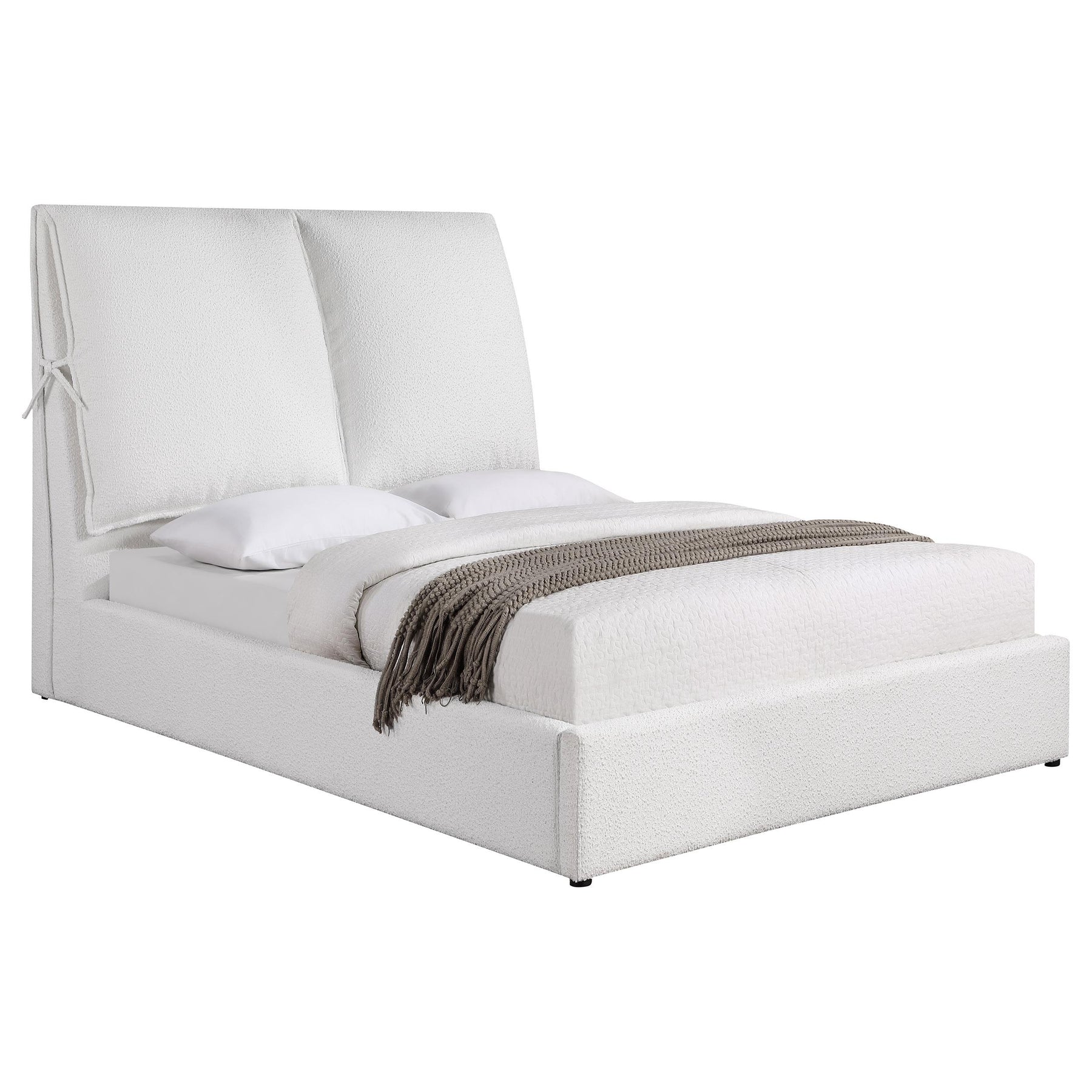 Gwendoline Upholstered Platform Bed with Pillow Headboard White Gwendoline Upholstered Platform Bed with Pillow Headboard White Half Price Furniture