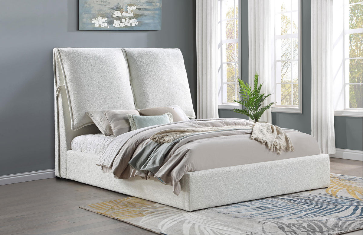 Gwendoline Upholstered Platform Bed with Pillow Headboard White - Half Price Furniture