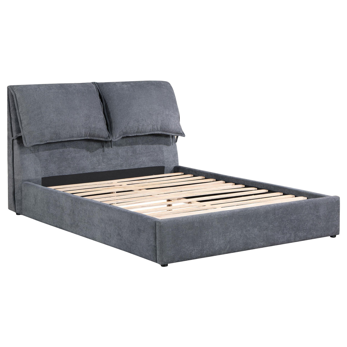 Laurel Upholstered Platform Bed with Pillow Headboard Charcoal Grey  Las Vegas Furniture Stores