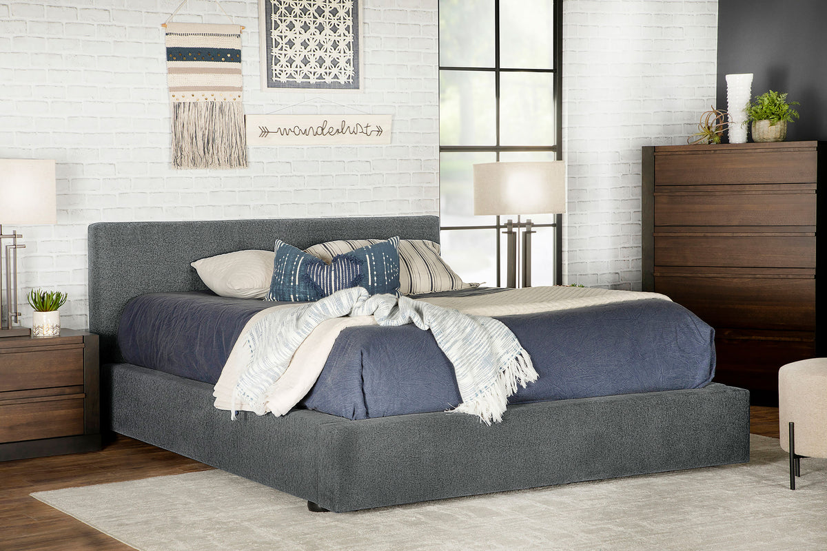 Gregory Upholstered Platform Bed Graphite  Las Vegas Furniture Stores