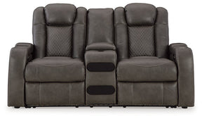 Fyne-Dyme Power Reclining Loveseat with Console - Half Price Furniture