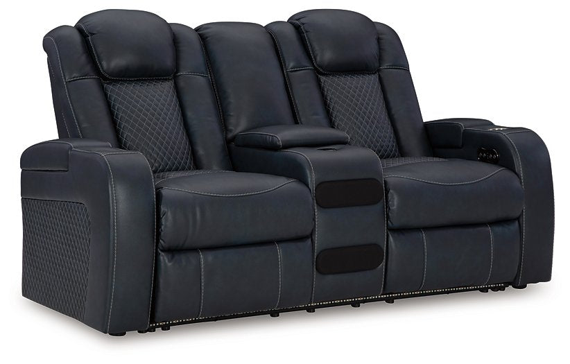 Fyne-Dyme Power Reclining Loveseat with Console - Half Price Furniture