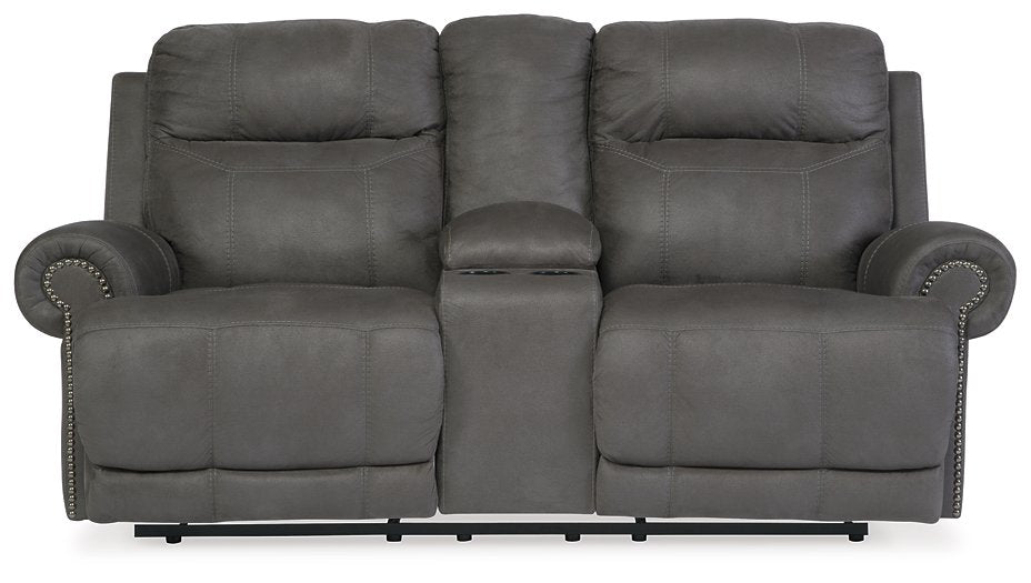 Austere Reclining Loveseat with Console Half Price Furniture
