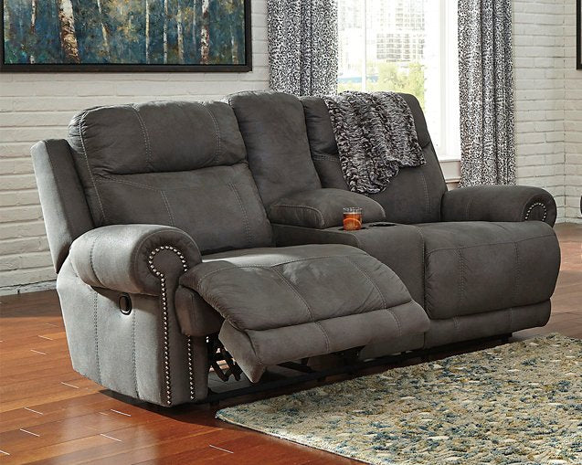 Austere Reclining Loveseat with Console Austere Reclining Loveseat with Console Half Price Furniture