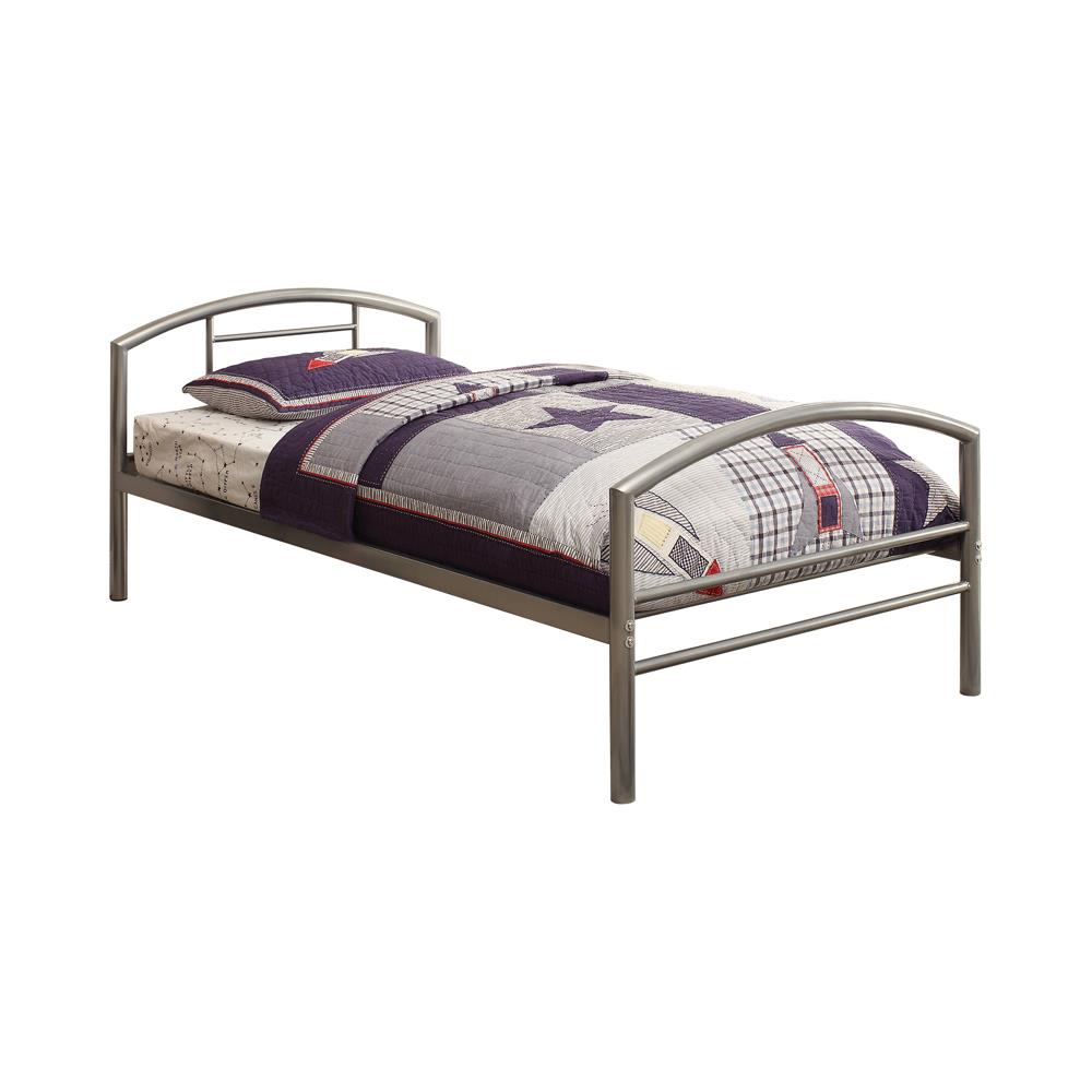 Baines Twin Metal Bed with Arched Headboard Silver  Las Vegas Furniture Stores