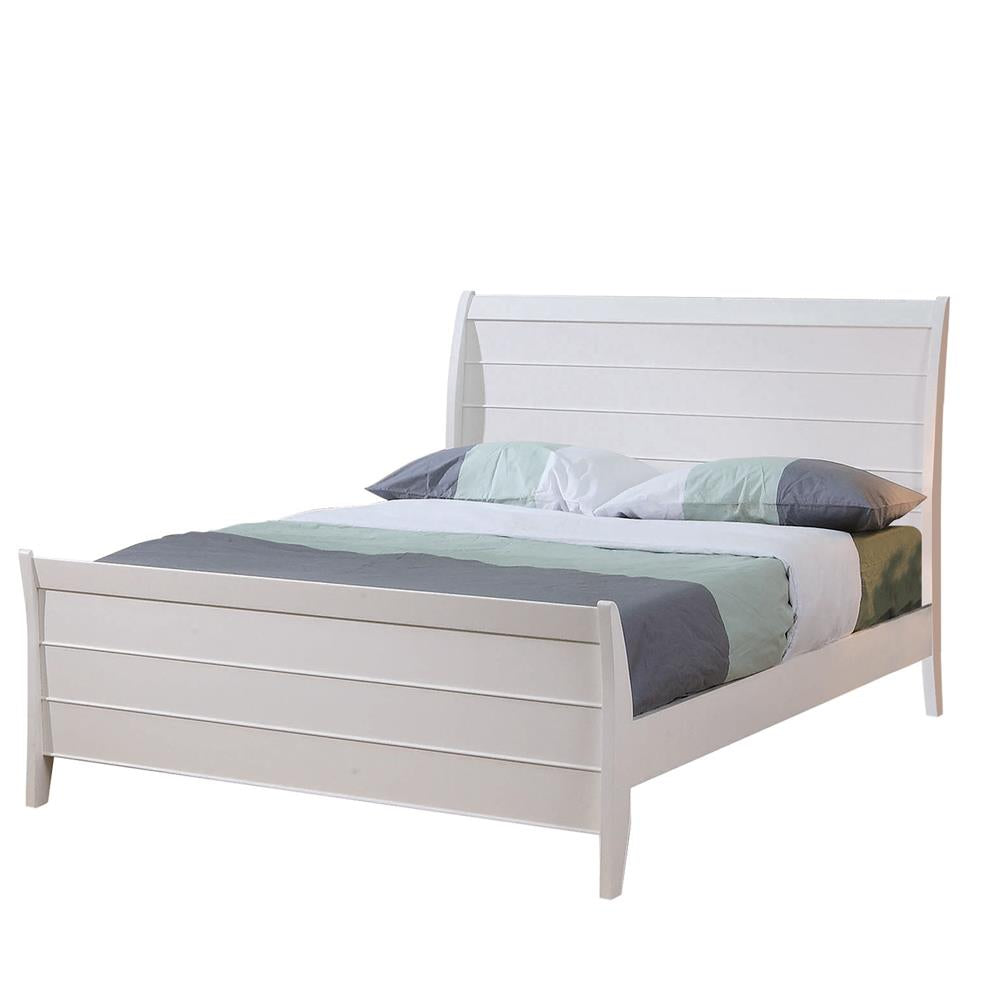 Selena Twin Sleigh Platform Bed Cream White Half Price Furniture