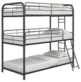 Garner Triple Twin Bunk Bed with Ladder Gunmetal Garner Triple Twin Bunk Bed with Ladder Gunmetal Half Price Furniture