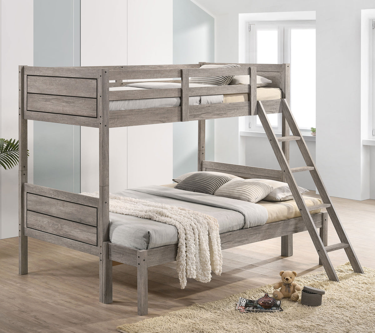 Ryder Bunk Bed Weathered Taupe  Las Vegas Furniture Stores