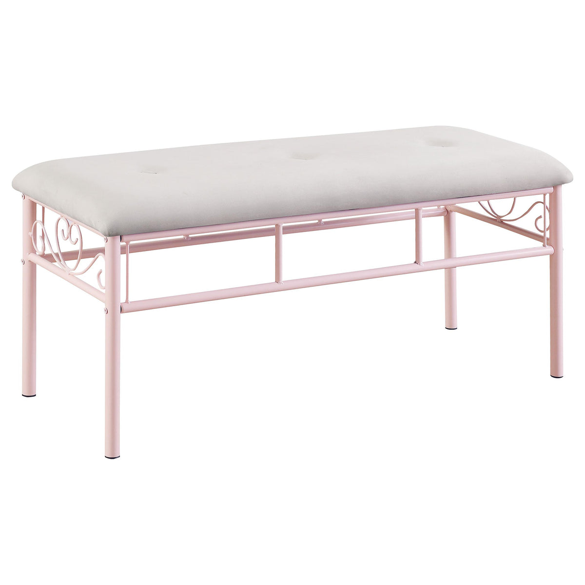 Massi Tufted Upholstered Bench Powder Pink  Las Vegas Furniture Stores