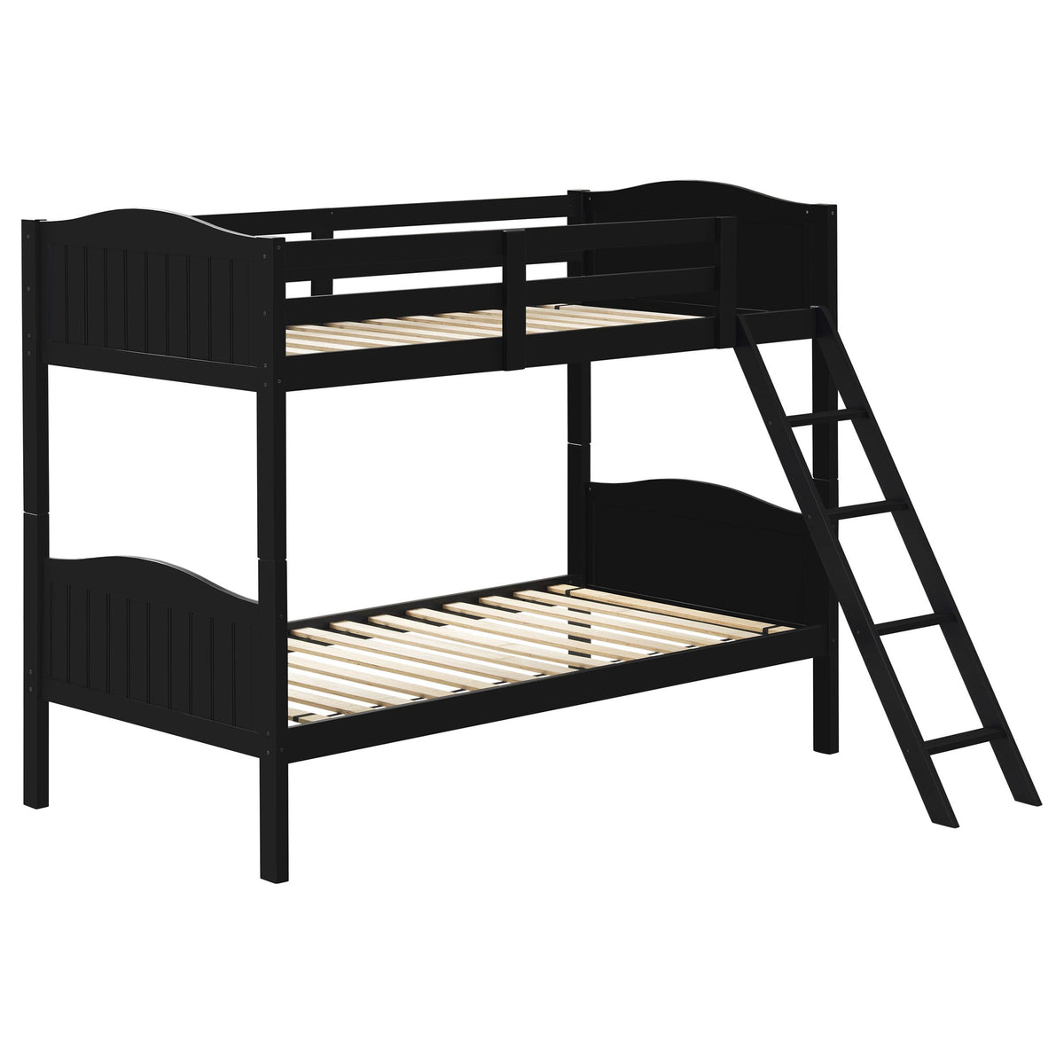 Arlo Twin Over Twin Bunk Bed with Ladder Black  Las Vegas Furniture Stores