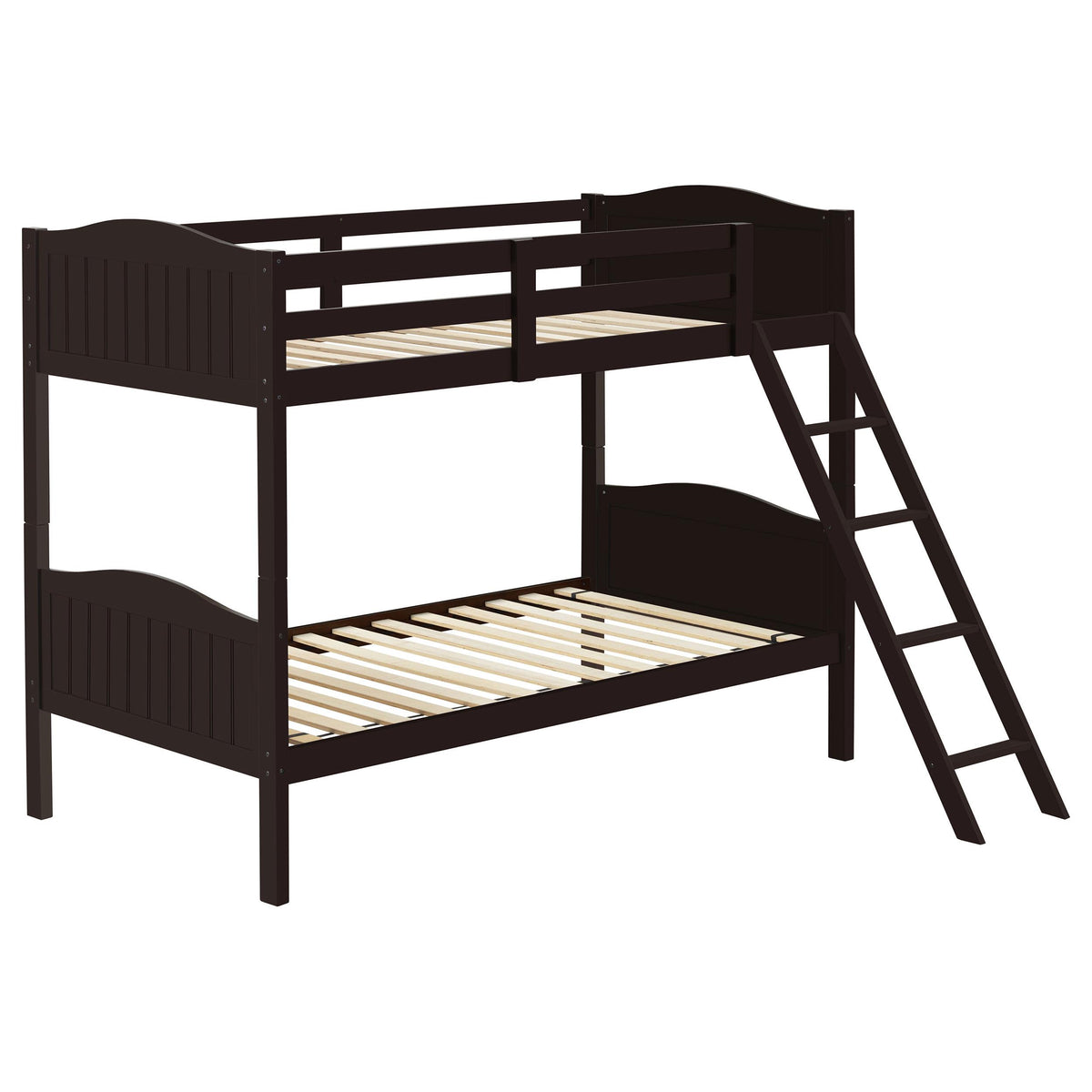 Arlo Twin Over Twin Bunk Bed with Ladder Espresso  Las Vegas Furniture Stores