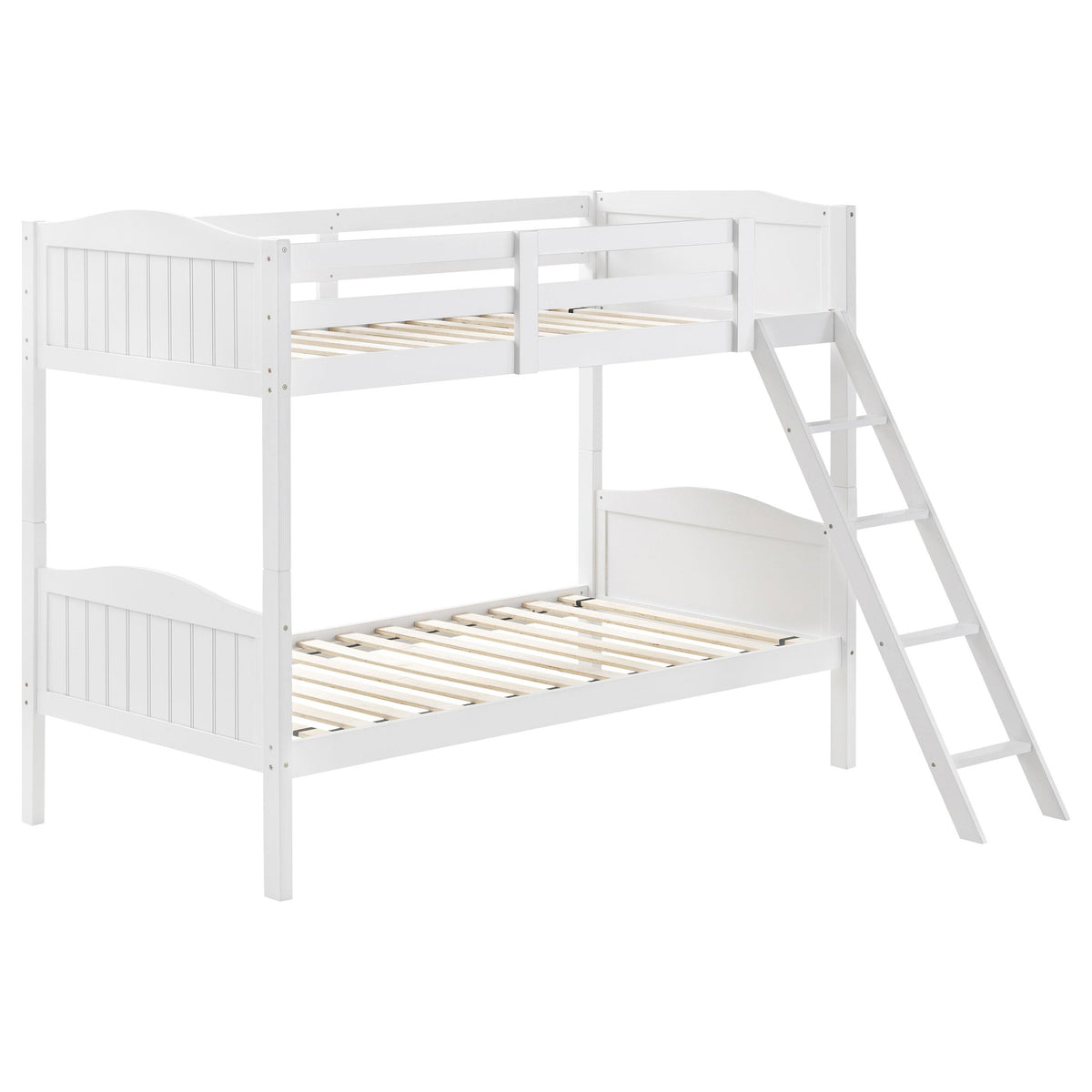 Arlo Twin Over Twin Bunk Bed with Ladder White Half Price Furniture