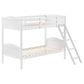 Arlo Twin Over Twin Bunk Bed with Ladder White Arlo Twin Over Twin Bunk Bed with Ladder White Half Price Furniture