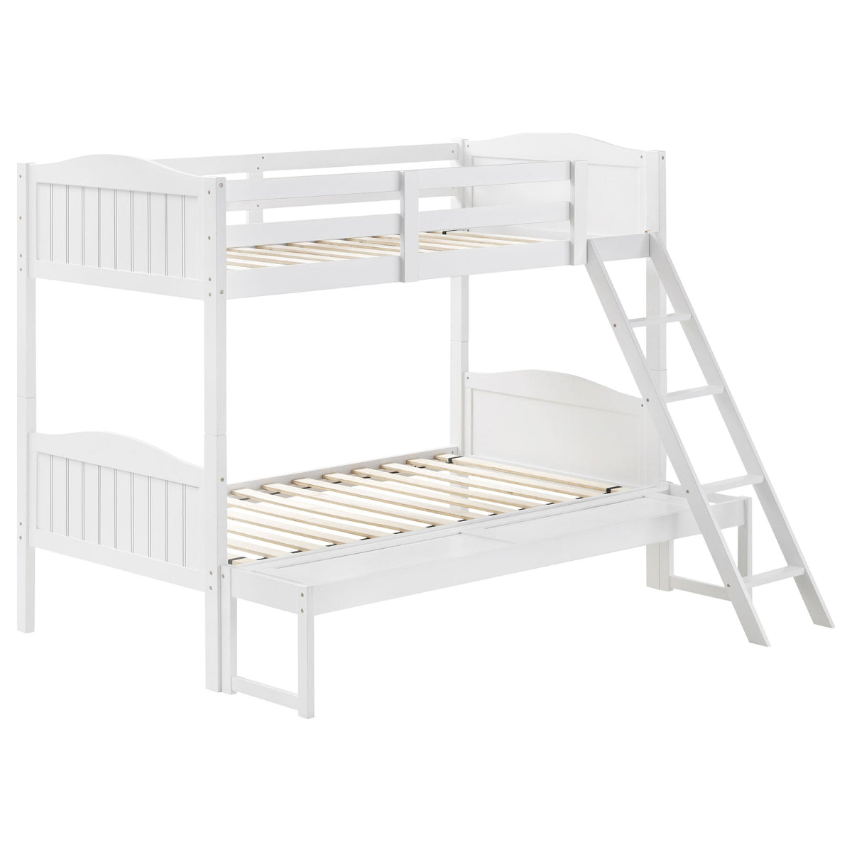 Arlo Twin Over Full Bunk Bed with Ladder White  Las Vegas Furniture Stores