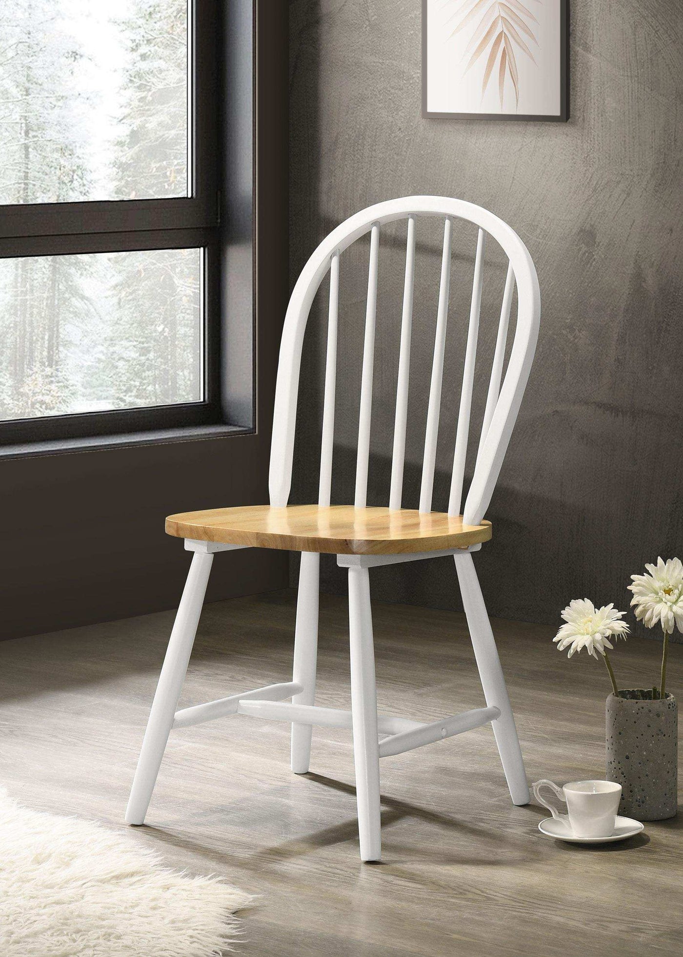 Cinder Windsor Side Chairs Natural Brown and White (Set of 4) Half Price Furniture