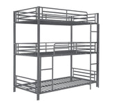 Maynard Metal Triple Twin Bunk Bed Gunmetal Half Price Furniture