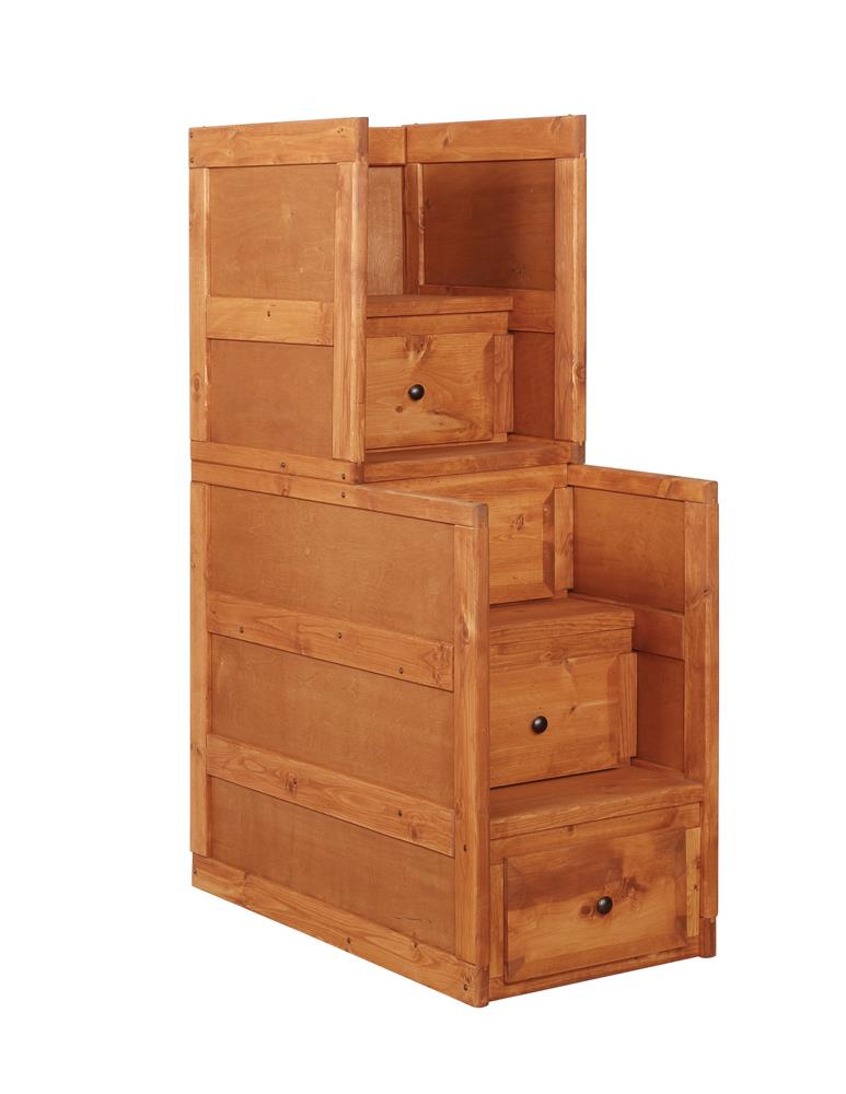 Wrangle Hill 4-drawer Stairway Chest Amber Wash Half Price Furniture