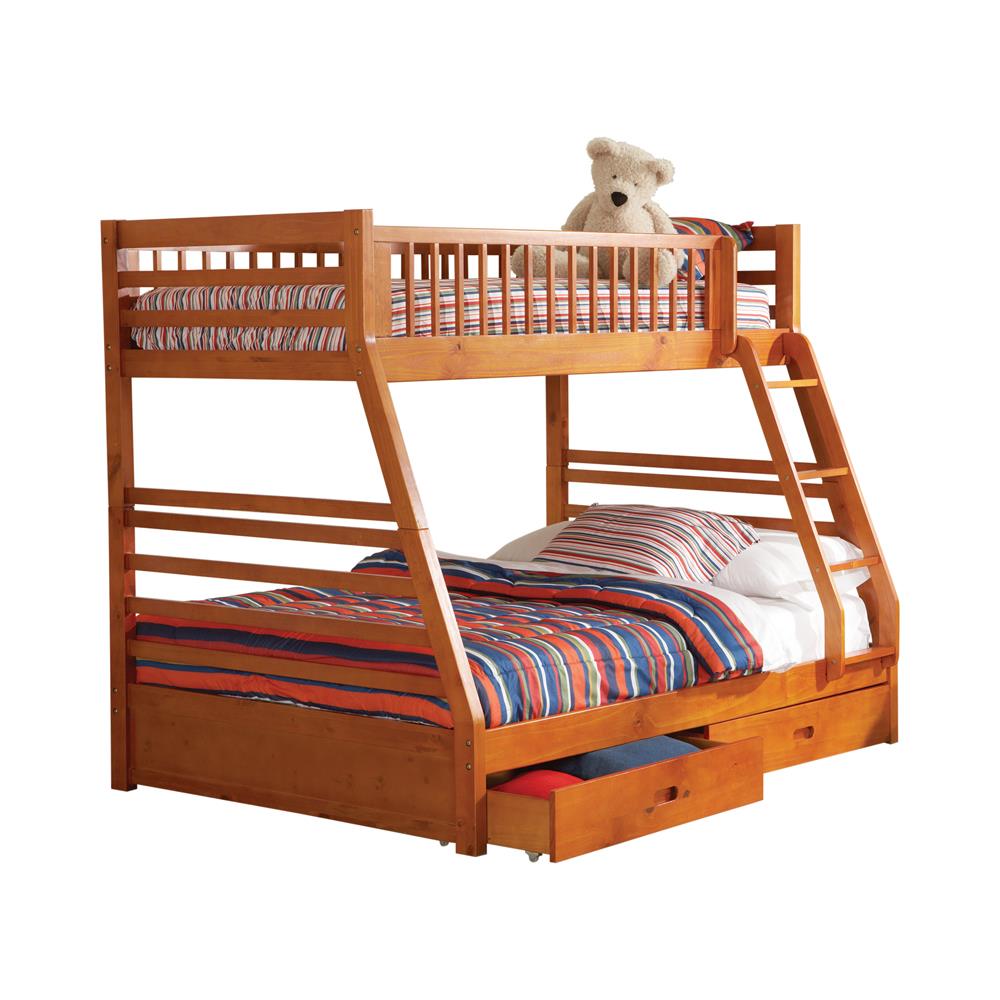 Ashton Twin Over Full 2-drawer Bunk Bed Honey  Las Vegas Furniture Stores