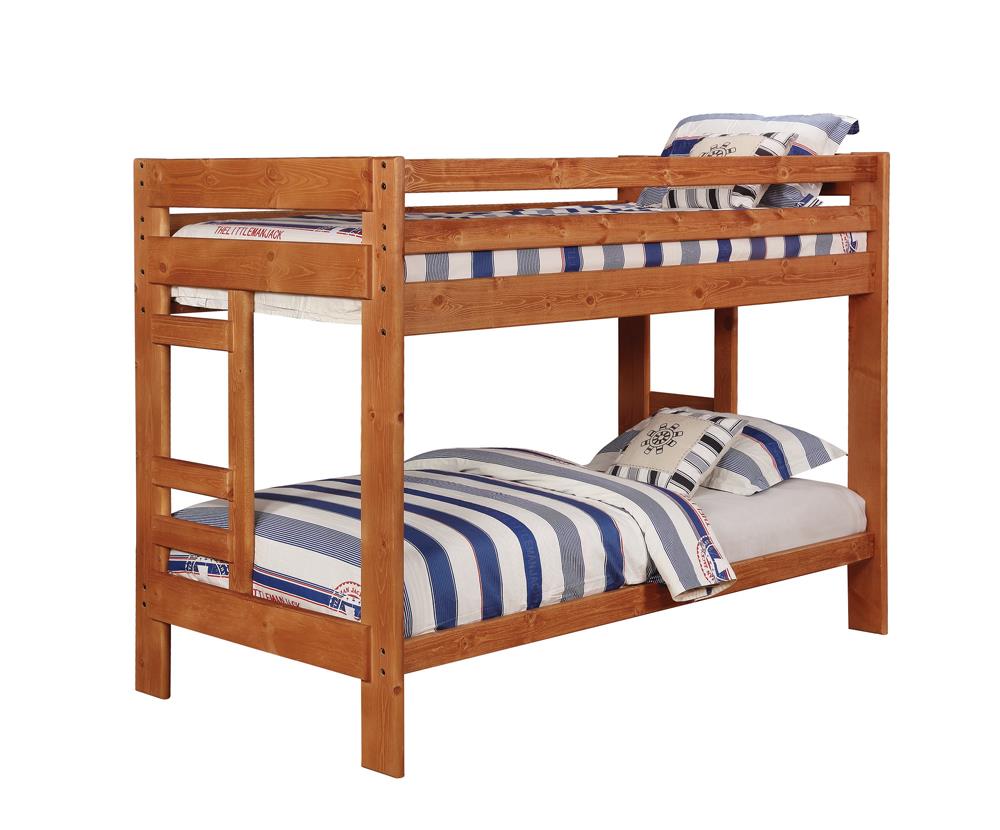 Wrangle Hill Twin Over Twin Bunk Bed Amber Wash  Las Vegas Furniture Stores