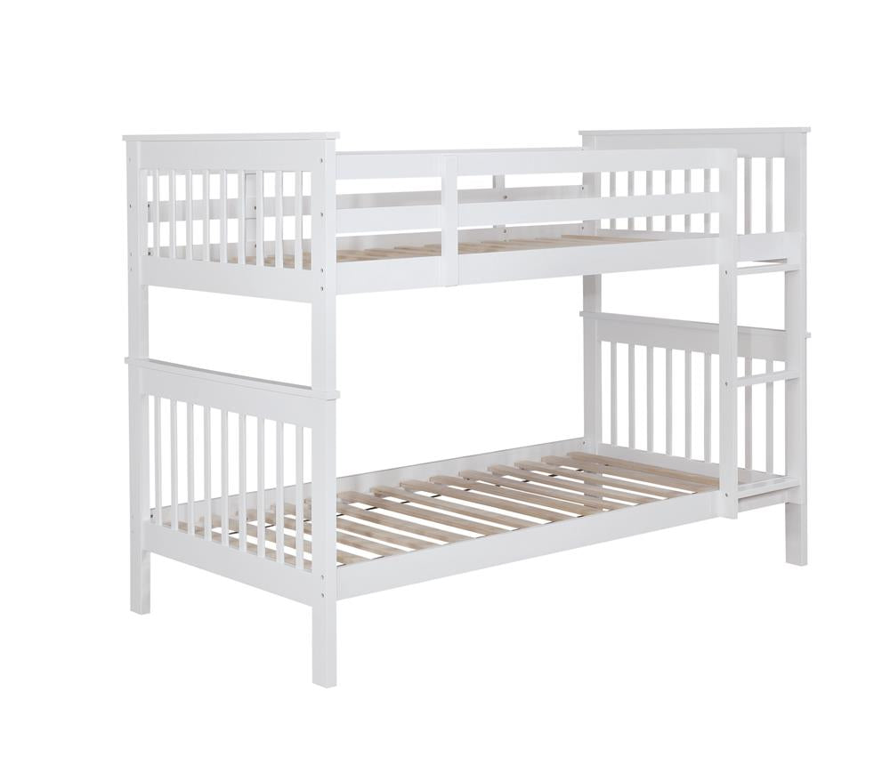Chapman Twin Over Twin Bunk Bed White  Las Vegas Furniture Stores
