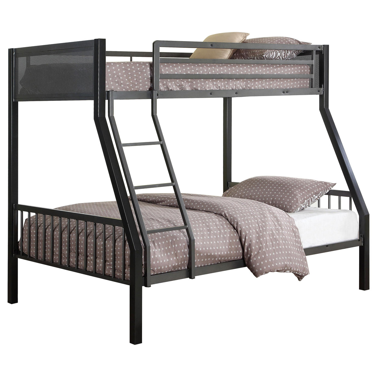Meyers Twin Over Full Metal Bunk Bed Black and Gunmetal Meyers Twin Over Full Metal Bunk Bed Black and Gunmetal Half Price Furniture