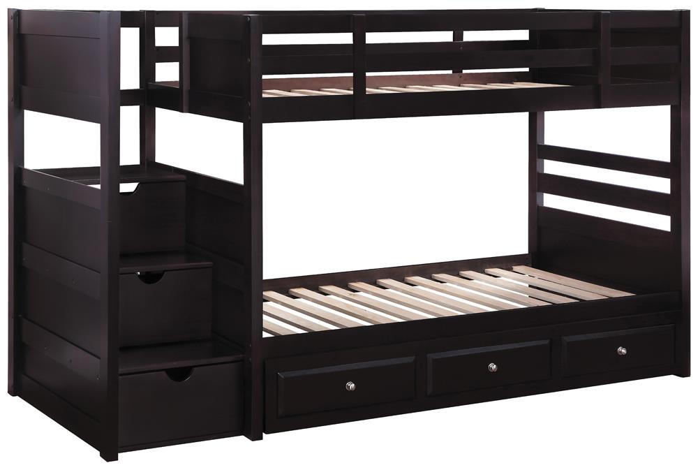 Elliott Twin Over Twin Stairway Bunk Bed Cappuccino Half Price Furniture