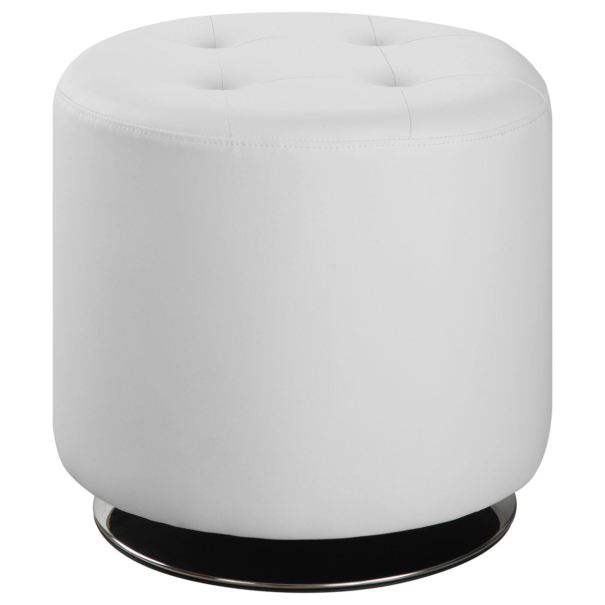 Bowman Round Upholstered Ottoman White Half Price Furniture