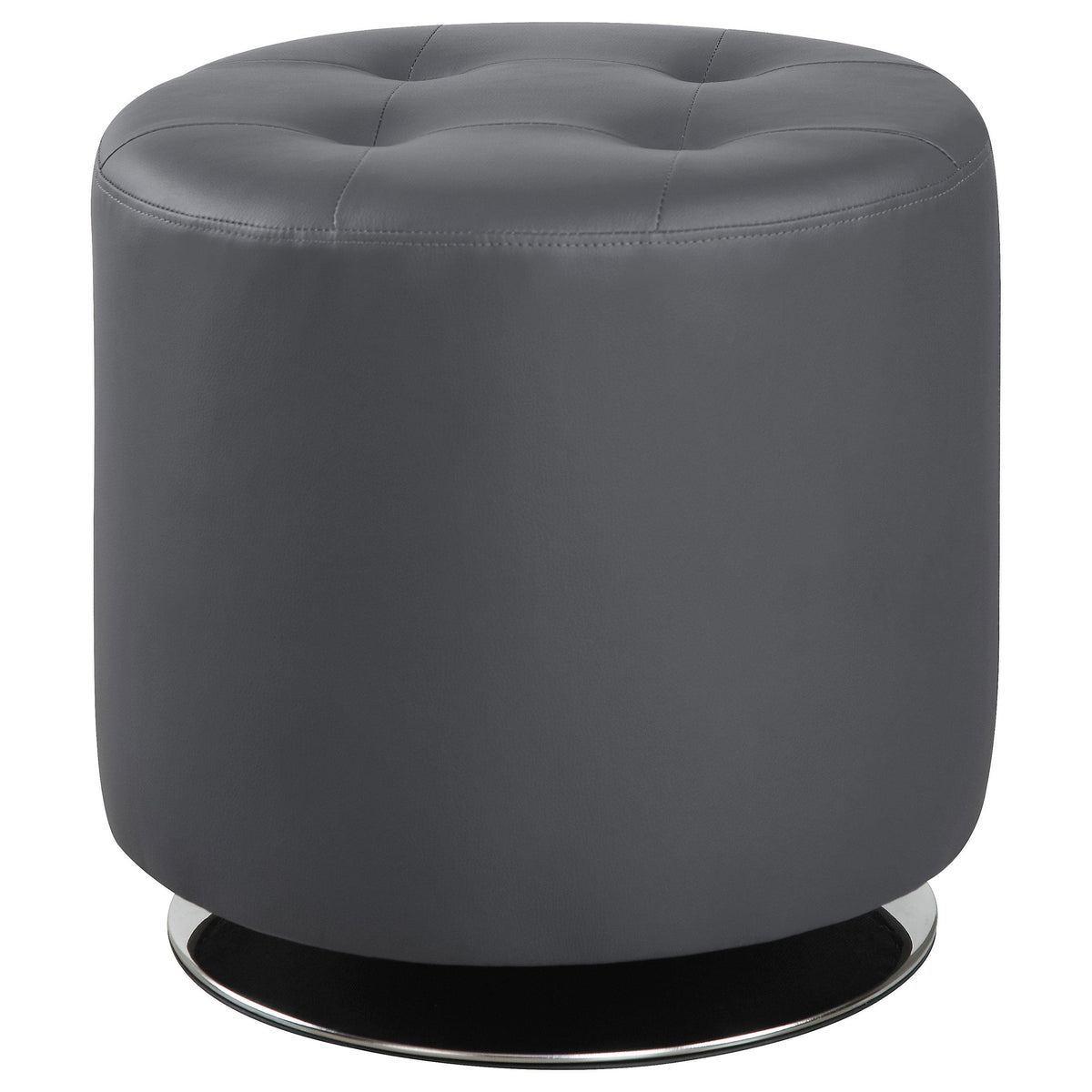 Bowman Round Upholstered Ottoman Grey Half Price Furniture
