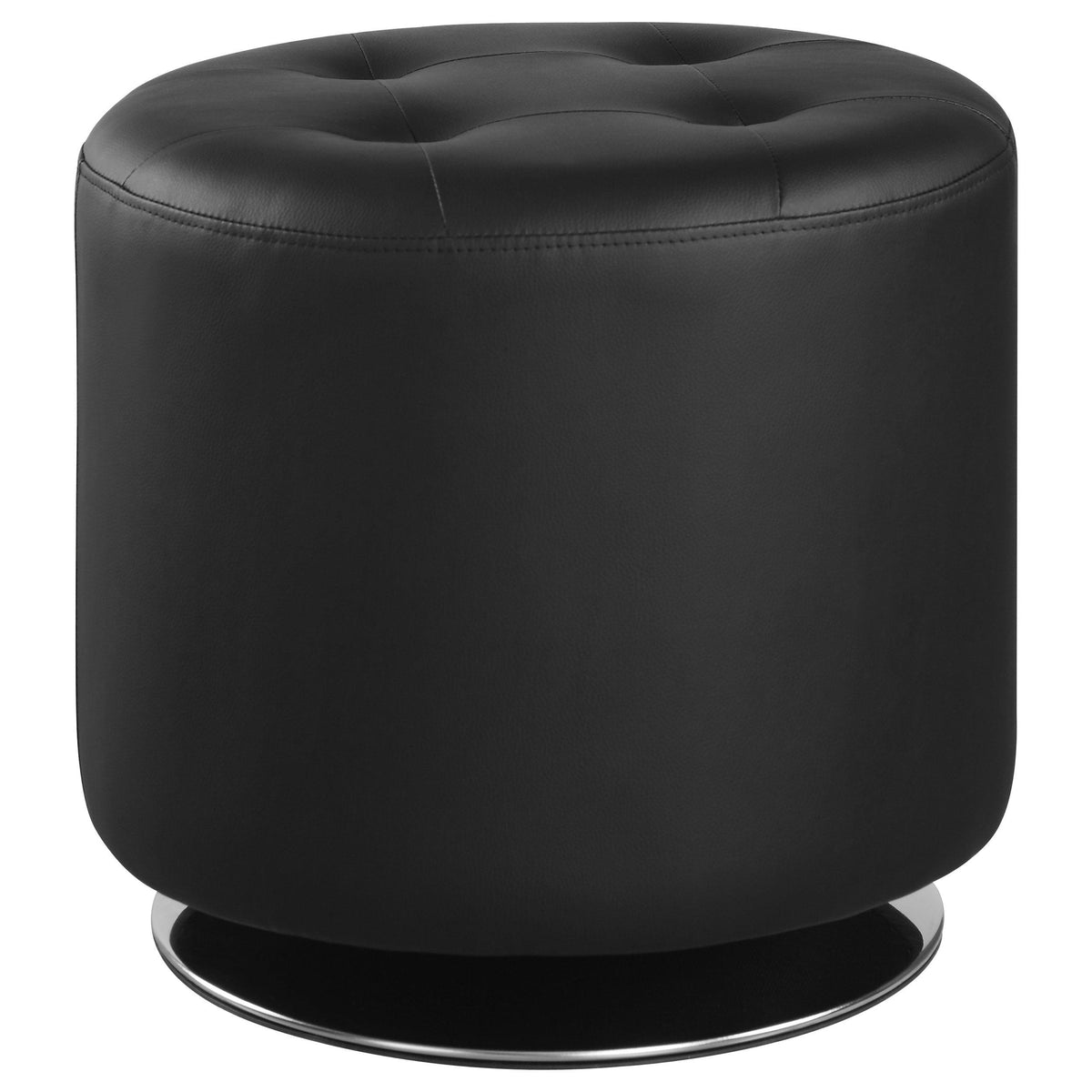 Bowman Round Upholstered Ottoman Black Half Price Furniture