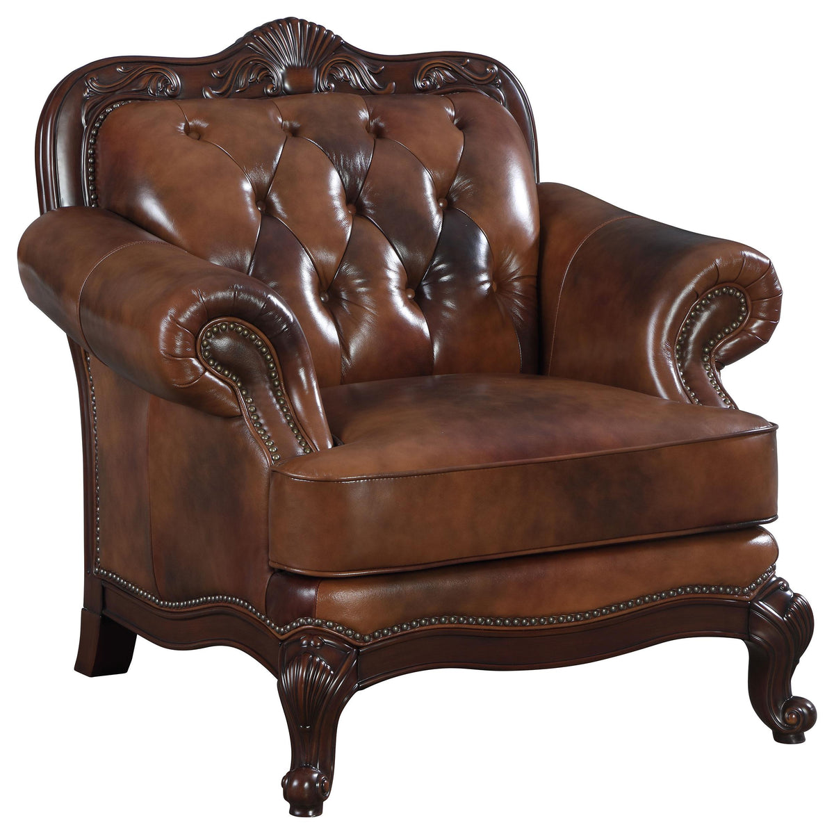 Victoria Rolled Arm Chair Tri-tone and Brown  Las Vegas Furniture Stores