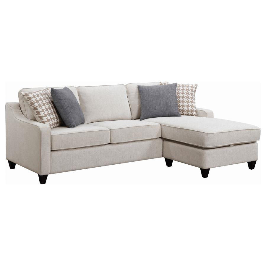 McLoughlin Upholstered Sloped Arm Sectional Sofa Platinum