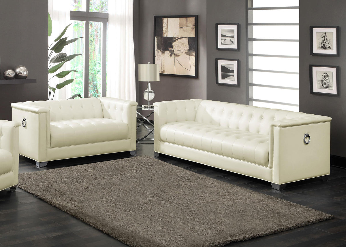 Chaviano 2-piece Upholstered Tufted Sofa Set Pearl White  Las Vegas Furniture Stores