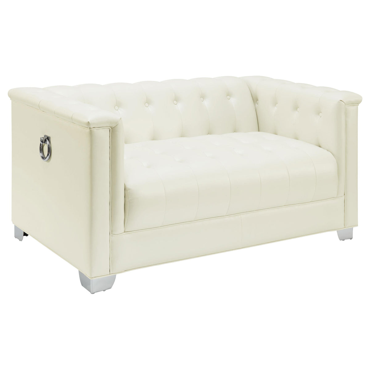 Chaviano Tufted Upholstered Loveseat Pearl White  Las Vegas Furniture Stores
