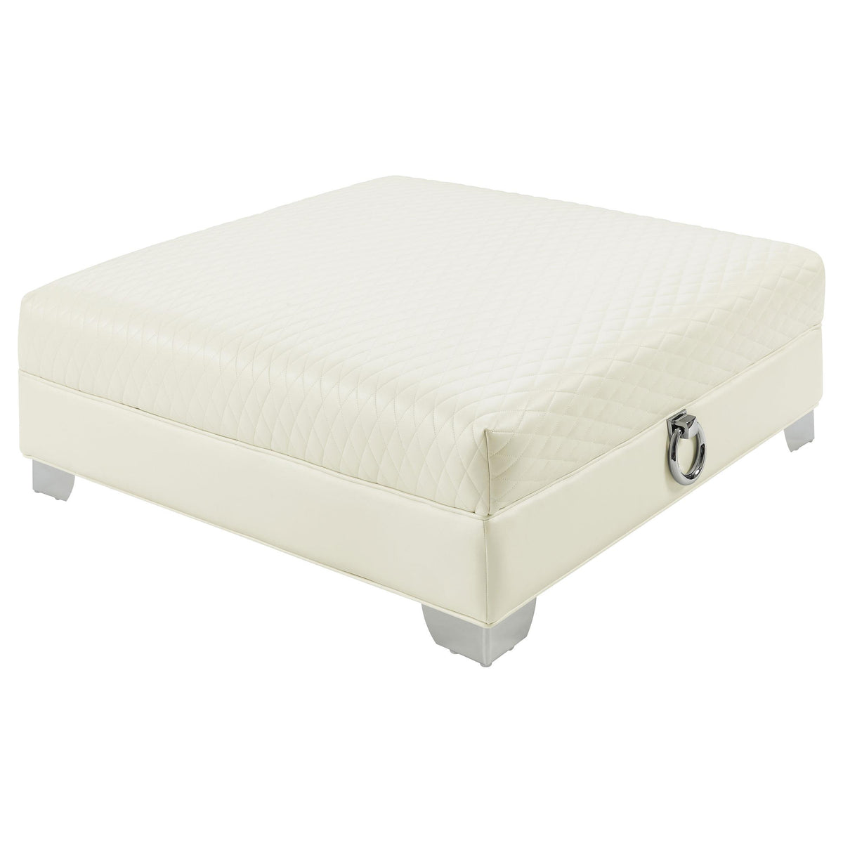 Chaviano Upholstered Ottoman Pearl White  Las Vegas Furniture Stores