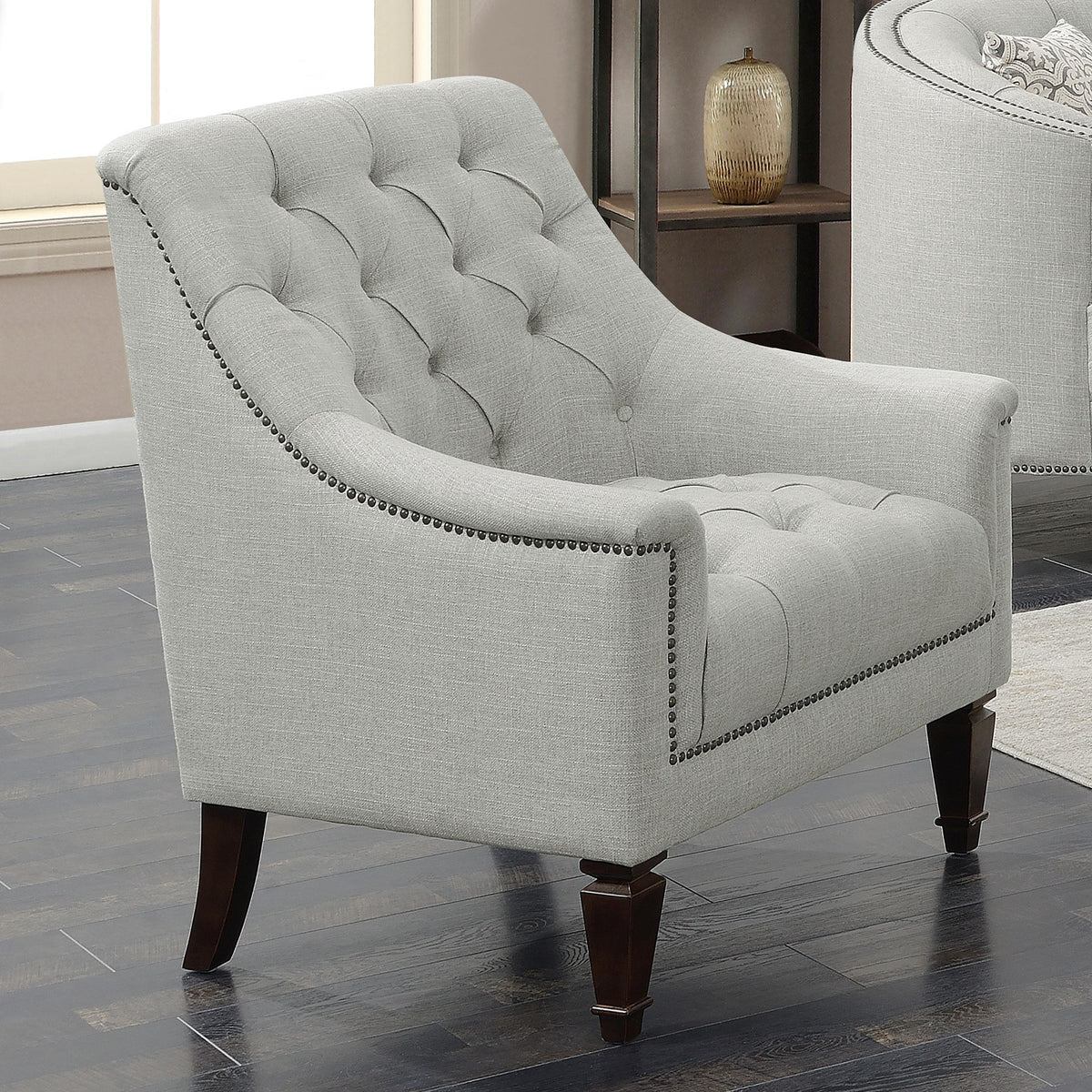 Avonlea Sloped Arm Upholstered Chair Grey  Las Vegas Furniture Stores