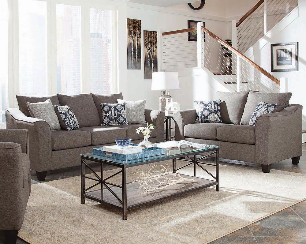 Salizar Upholstered Flared Arm Living Room Set Grey  Las Vegas Furniture Stores