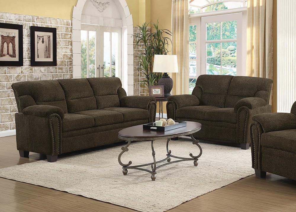 Clementine Upholstered Pillow Top Arm Living Room Set  Las Vegas Furniture Stores
