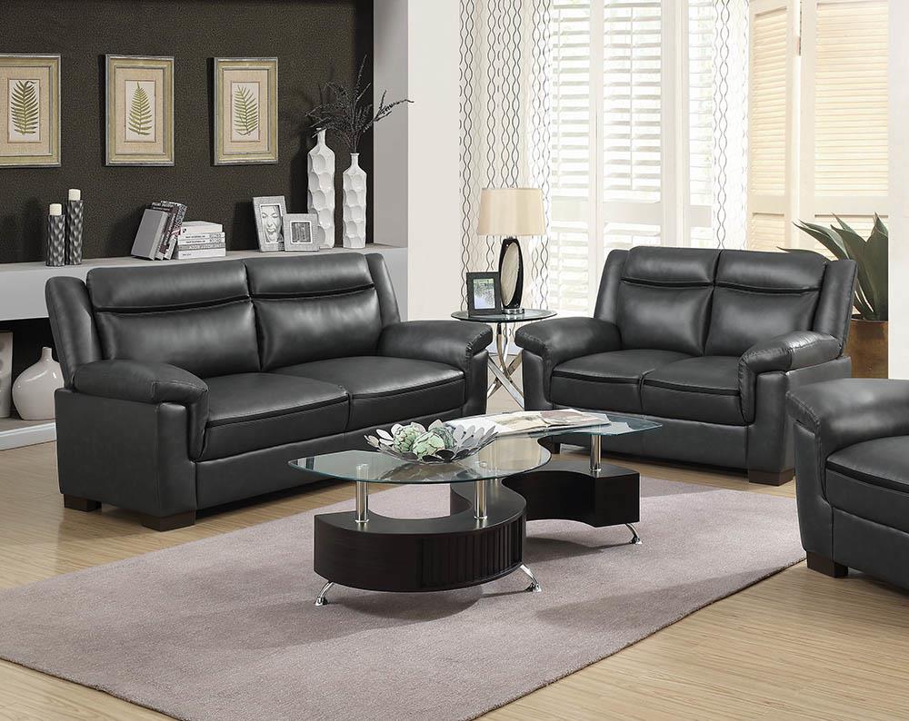 Arabella Upholstered Pillow Top Arm Living Room Set Grey  Las Vegas Furniture Stores