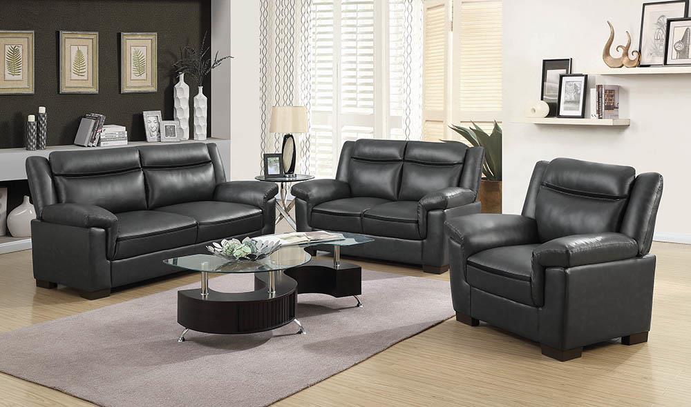 Arabella Upholstered Pillow Top Arm Living Room Set Grey Half Price Furniture
