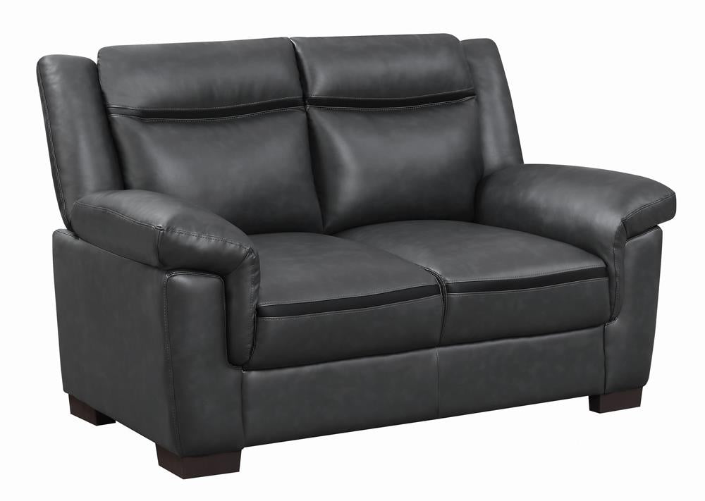 Arabella Pillow Top Upholstered Loveseat Grey Half Price Furniture