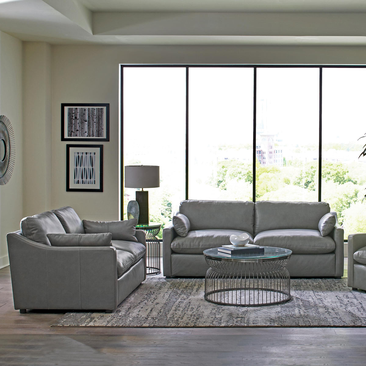 Grayson 2-piece Sloped Arm Upholstered Living Room Set Grey  Las Vegas Furniture Stores