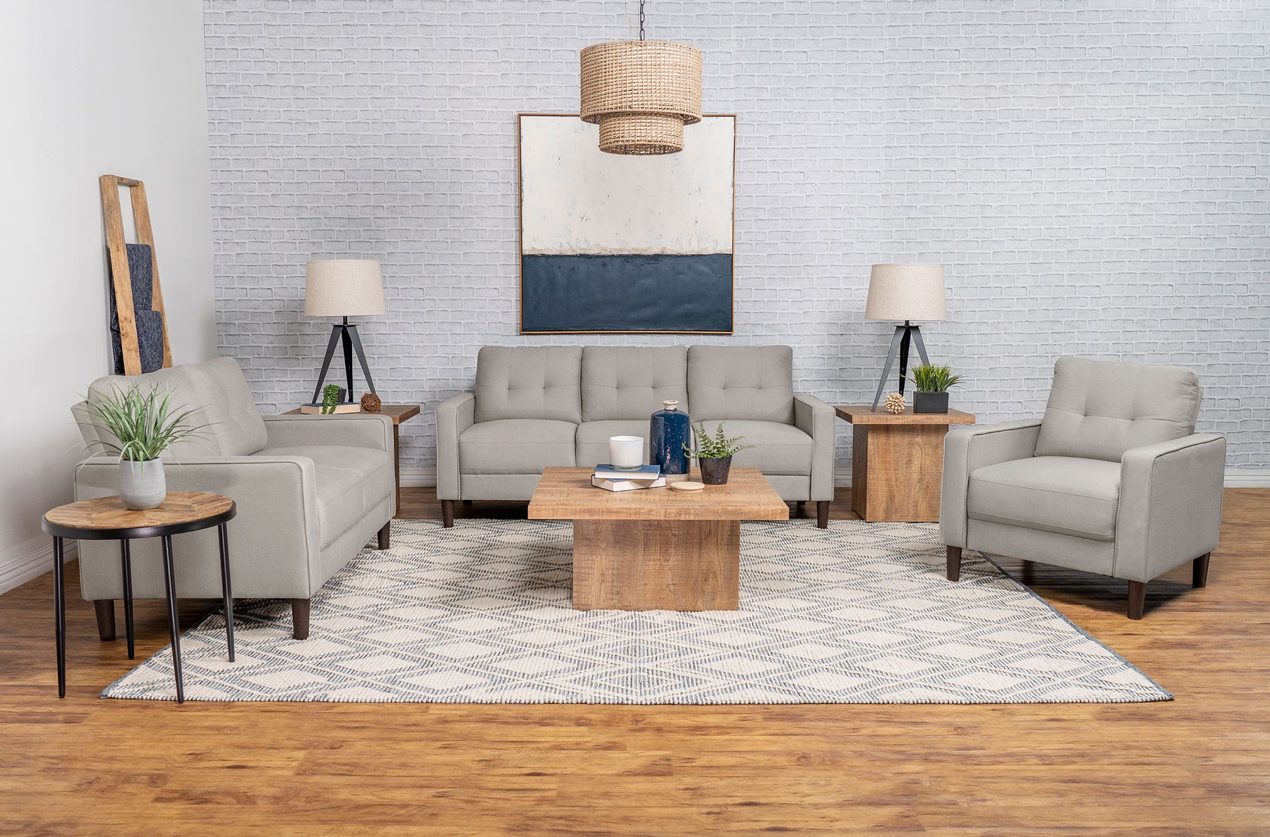 Bowen Upholstered Track Arms Tufted Sofa Set - Living Room Set - Half Price Furniture